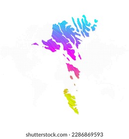 Faroe Islands map in colorful halftone gradients. Future geometric patterns of lines abstract on white background. Vector Illustration Eps10.