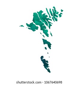 Faroe Islands map - Colorful Polygonal map of Faroe Islands rumpled triangular low poly style gradient graphic background , Vector illustration eps 10.
