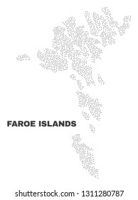 Faroe Islands map designed with tiny points. Vector abstraction in black color is isolated on a white background. Scattered tiny points are organized into Faroe Islands map.
