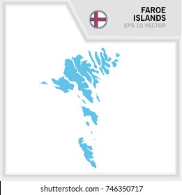 Faroe Islands map and flag in white background