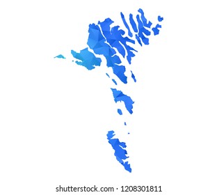 faroe Islands map in geometric blue polygonal style modern design on white background. Vector illustration.