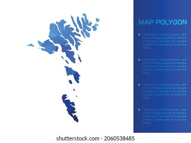 Faroe Islands map in geometric blue polygonal style modern design on white background. Vector illustration map in geometric blue polygonal style modern design on white background. Vector illustration.