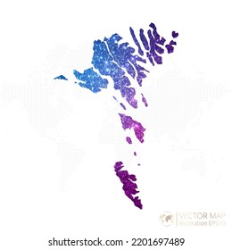 Faroe Islands map in geometric wireframe blue with purple polygonal style gradient graphic on white background. Vector Illustration Eps10.