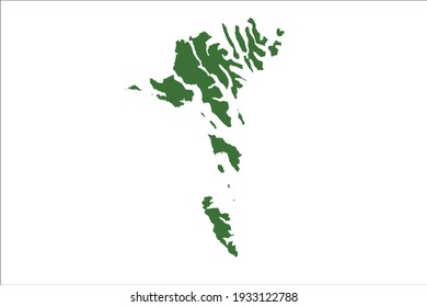 Faroe Islands Map Green Color on White Backgound