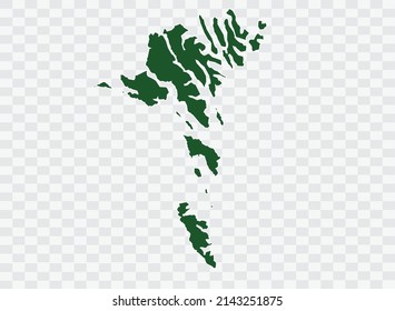 Faroe Islands map Green Color on White Backgound Png