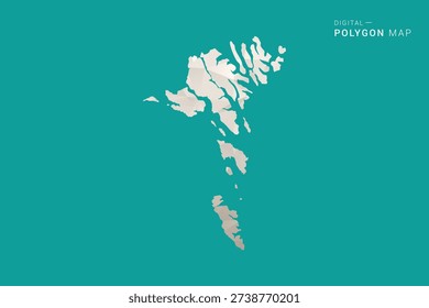 Faroe Islands Map - Green and Gray Polygon Vector Illustration, Low Poly Geometric Design with Clean Minimal Style on Solid Background for Infographic Use.
