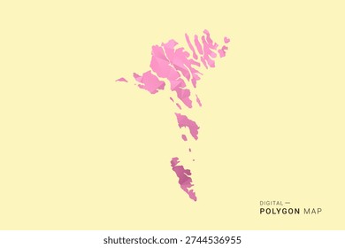 Faroe Islands Map - Low poly polygon map design in soft pink pastel gradient on beige background, modern minimal geometric style, clean digital vector illustration.