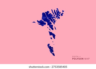 Faroe Islands Map - Low poly polygon map in deep blue gradient on soft pink pastel background, modern minimal geometric design, clean digital vector illustration.