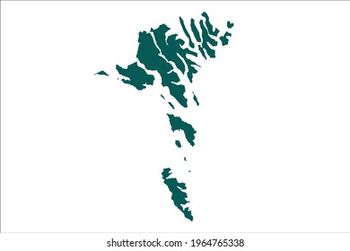 Faroe Islands map Olive green Color on White Backgound
