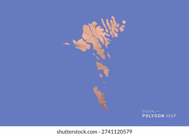 Faroe Islands Map - Orange Polygon Vector Illustration on Deep Blue Background, Low Poly Geometric Design, Modern Abstract Country Silhouette for Infographics and Presentation Use.