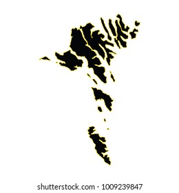 Faroe Islands map outline on the white background. illustration, Black Faroe Islands map vector silhouette, Vector map-faroe Islands country on white background.