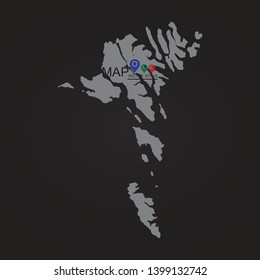 Faroe Islands map outline on the white background. illustration, Black Faroe Islands map vector silhouette, Vector map-faroe Islands country on white background. - Vector
