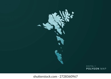 Faroe Islands Map - Polygon style vector illustration in green and blue low poly geometric design, clean minimal silhouette for infographic.