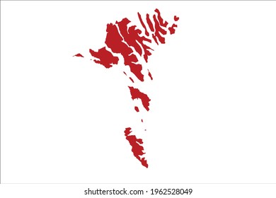 Faroe Islands Map Red Color on White Backgound
