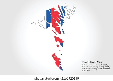 Faroe Islands Map stripes. Vector illustration Color on White Backgound