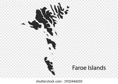 Faroe Islands map vector, black color. isolated on transparent background