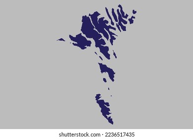 Faroe Islands map vector, blue color, Isolated on gray background