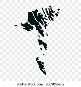Faroe Islands map vector. dark color. isolated on transparent background.