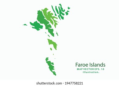 Faroe Islands map. Vector eps10. green color. on white backgrounds.