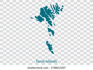 faroe Islands map vector, isolated teal color on transparent background