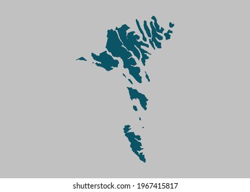 Faroe Islands map vector,Not isolated ocean blue color on gray background