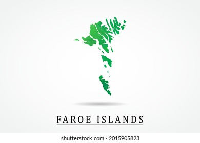Faroe Islands Map - World Map International vector template, low polygon style with green color isolated on white background - Vector illustration eps 10