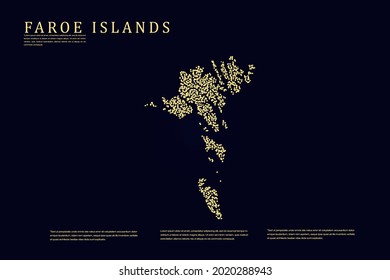 Faroe Islands Map - World Map International vector template with Gold grid on dark background for banner, website, infographic, education - Vector illustration eps 10