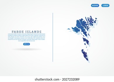 Faroe Islands map - World Map International vector template with polygon blue color gradient isolated on white background for education, website, banner - Vector illustration eps 10