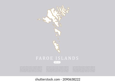 Faroe Islands Map - World Map International vector template with white color and thin gold outline graphic sketch style isolated on grey background for design - Vector illustration eps 10