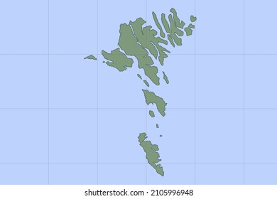 Faroe Islands Map - World map International vector template with green color on blue background and grid design for design, education, website, infographic, banner - Vector illustration eps 10