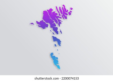 Faroe Islands Map- World map International vector template with 3D, paper style including shadow and Gradient blue, purple color on grey background for design, infographic - Vector illustration eps 10