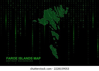 Faroe Islands Map - World Map International vector template with Matrix green binary computer code background including light for design, website, hacker concept - Vector illustration eps 10