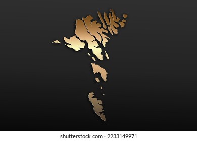 Faroe Islands Map - World map International vector template with 3D, gold luxury style including shadow on black background for design, education, website, infographic - Vector illustration eps 10