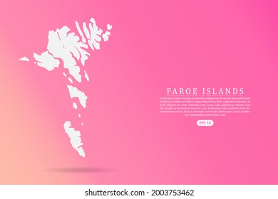 Faroe Islands Map - World map vector template with 3d white color on Pink gradient background for infographic - Vector illustration eps 10