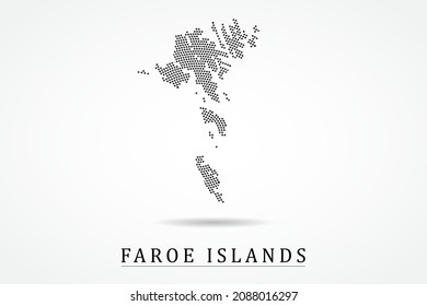 Faroe Islands Map - World map vector template with Black dots, grid, grunge, halftone style isolated on white background for education, infographic, design - Vector illustration eps 10