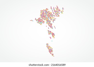 Faroe Islands Map - World map vector template with colorful dots, grid, grunge, halftone style isolated on white background for education, infographic, design - Vector illustration eps 10