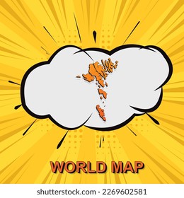 Faroe Islands Map - World map vector template with isometric and comic art style including shadow, black and orange color on yellow background for design, infographic - Vector illustration eps 10