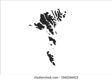 Faroe Islands Mapblack Color on White Backgound