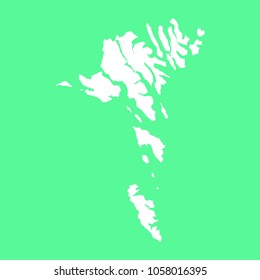 Faroe Islands map-White map on green background. Each city and border has separately. Vector illustration eps 10.