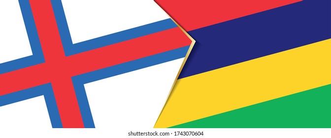 Faroe Islands and Mauritius flags, two vector flags symbol of relationship or confrontation.