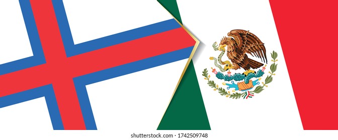 Banderas de las Islas Feroe y México, dos banderas vectoriales símbolo de relación o enfrentamiento.