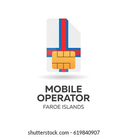 Faroe Islands mobile operator. SIM card with flag. Vector illustration