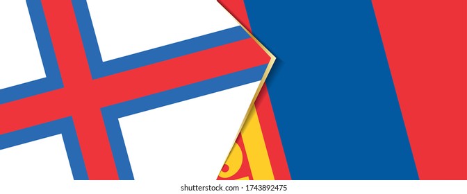 Faroe Islands and Mongolia flags, two vector flags symbol of relationship or confrontation.