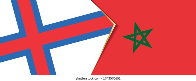 Faroe Islands and Morocco flags, two vector flags symbol of relationship or confrontation.
