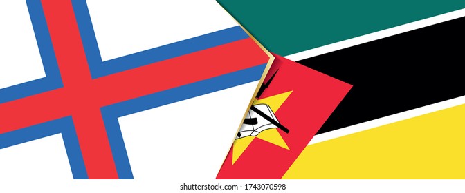 Faroe Islands and Mozambique flags, two vector flags symbol of relationship or confrontation.