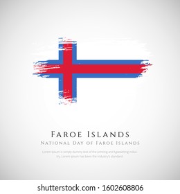 Faroe Islands national day background with brush flag vector