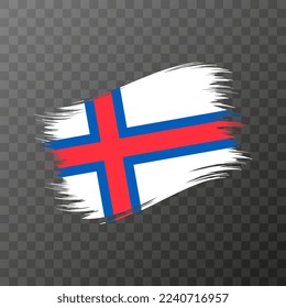 Faroe Islands national flag. Grunge brush stroke. Vector illustration on transparent background.