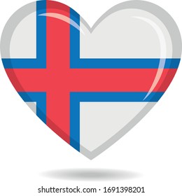 Faroe Islands national flag in heart shape vector illustration