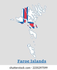 Faroe Islands National Flag Map Design, Illustration Of Faroe Islands Country Flag Inside The Map
