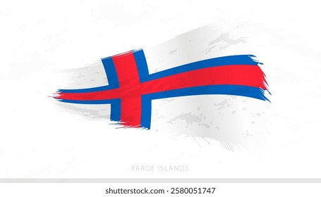 Faroe Islands National Flag with Textured Brush Strokes. Artistic Brush Stroke Design.